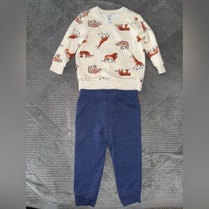 Carter's Safari Print Top with Blue Leggings